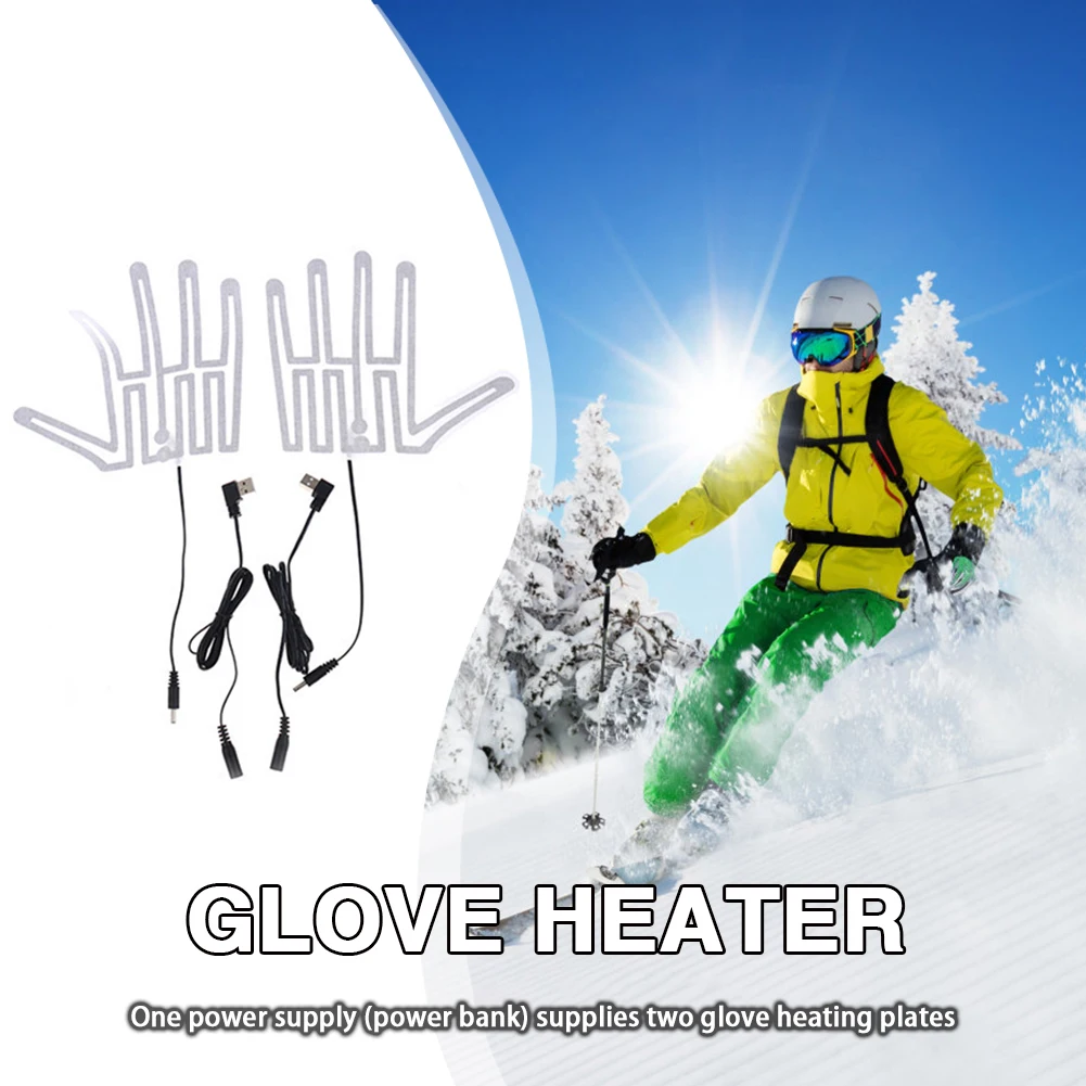 Coussin chauffant en fibre de carbone pour gants à cinq doigts, chauffe-mains, isolation thermique, 5V, extérieur, ski, 1 paire