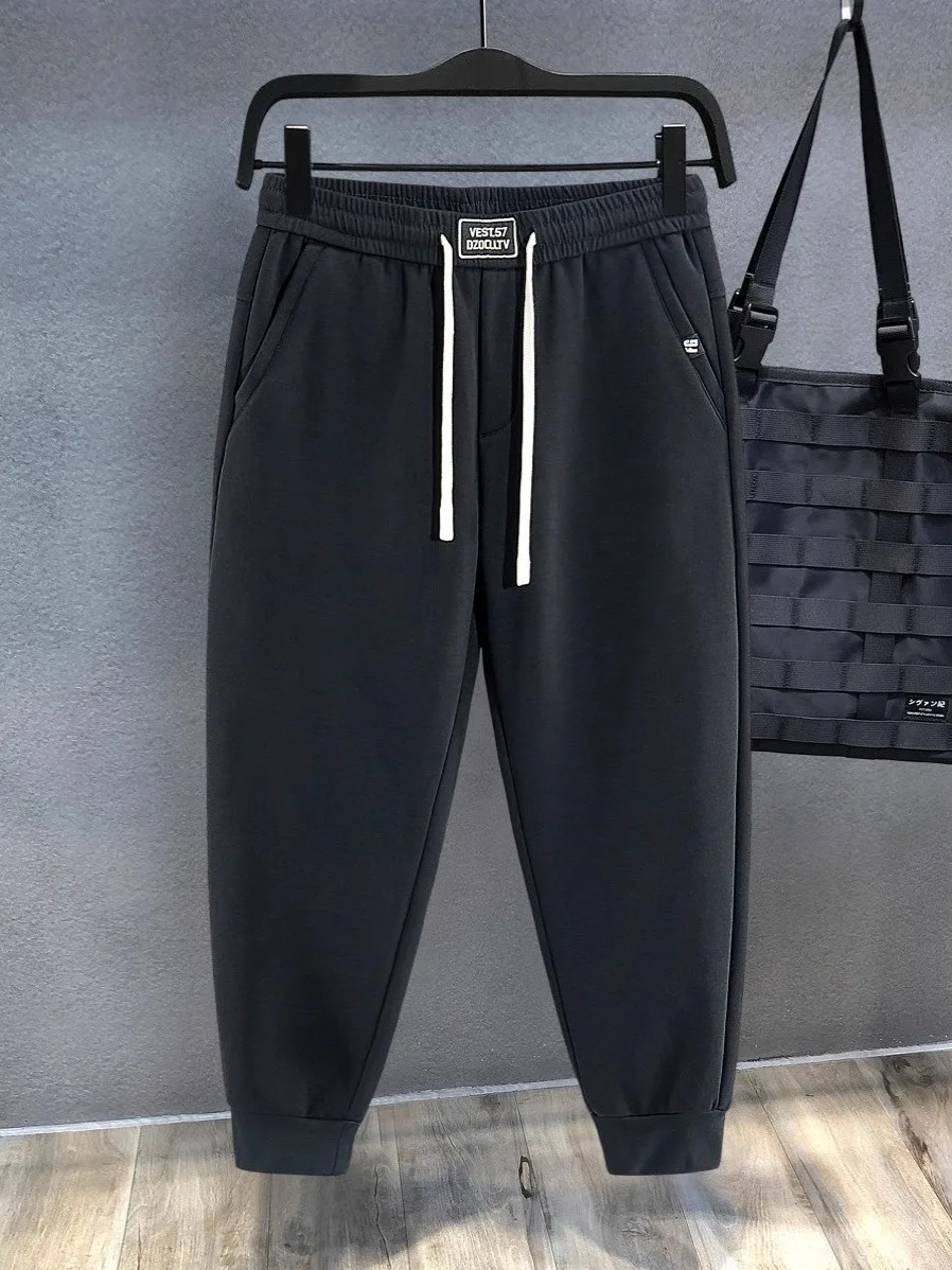 

Мужские повседневные брюки свободного кроя премиум-класса, черные, осенне-зимние, с манжетами, модные, удобные, хлопковые