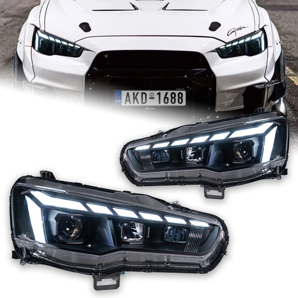 For Mitsubishi Lancer LED Headlights DRL Dynamic Signal Car Lights With Projector Lens For Front Position Automotive Accessories