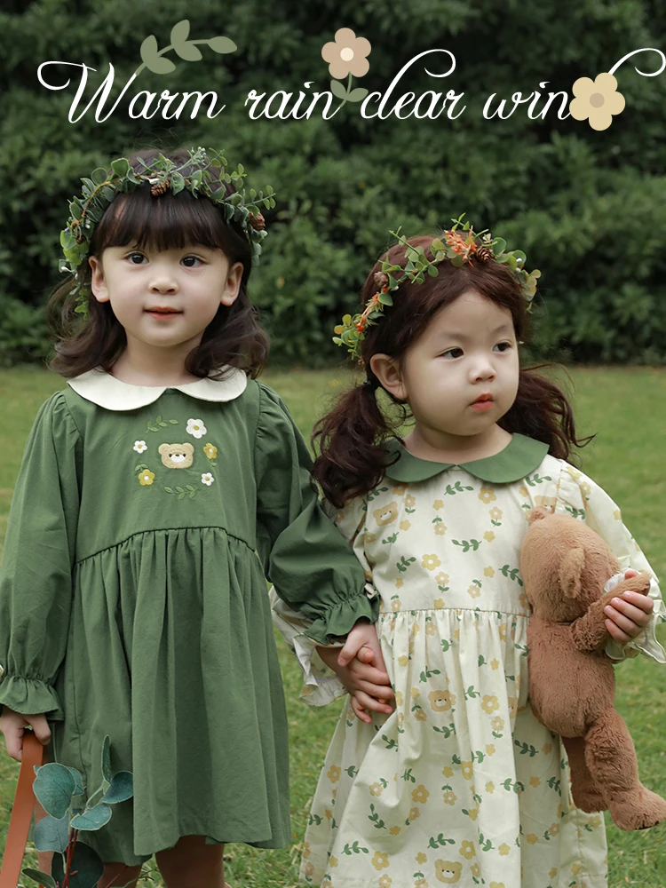 

Girls' Cute Doll Neck Dress Fashion A-line Baby Spring Loose Casual Pastoral Dress