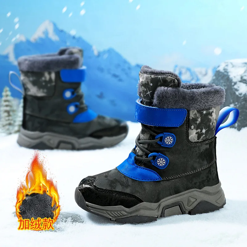 Bota Platform Kid Snow Boot 2024 Winter New Casual Boy Cotton Shoes Plush Keep Warm Girl Outdoor Waterproof Non-slip Snow Boots