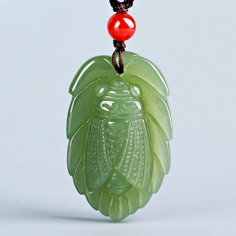 

Hetian Jade Light Green Golden Cicada Pendant, Same for Men and Women