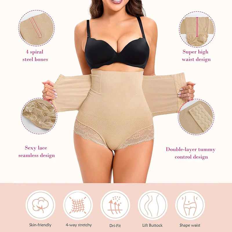 Seamless Lace Panties Underwear Tummy Control Body Shaper Corset Abdomen Reducing Waist Trainer Shorts Slimming Shapewear Binder