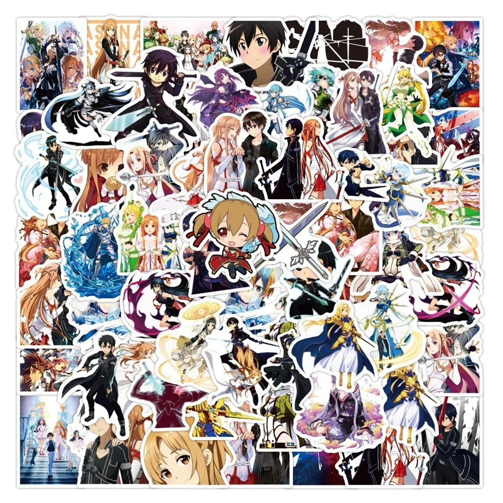 1 Pack Anime Sticker Sword Art Online Action Figures Kirigaya Kazuto Yuki Asuna Character Model Decorative Supplies Kid Gift Toy