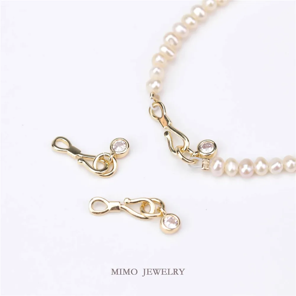 

Copper-plated Real Gold Round Zircon 8-shaped Hook Necklace Bracelet DIY Charm Jewelry Closing Buckle K066