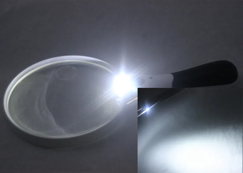 Lupa de vidro portátil de 137mm 2x 4x 25x para leitura ppraisal, coleção, antiguidades, joias 3 luzes led lupa