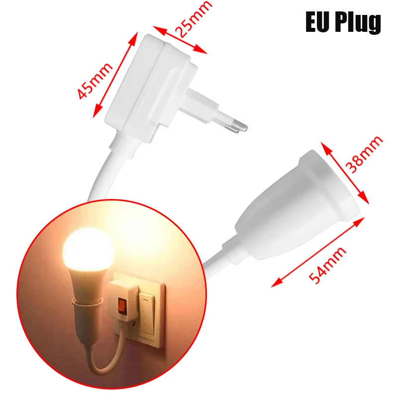 

E27 Держатель лампы с прямой вилкой и поворотной головкой E27 с переключателем, вилка европейского стандарта, светодиодная настольная лампа, шланг из нержавеющей стали, рулевой рычаг