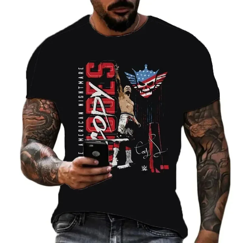 Summer New Hot American 3D Printed Men's Famous Wrestler Cody Rhodes Outdoor Sports Large Size Loose Comfortable Top Xxs-6xl