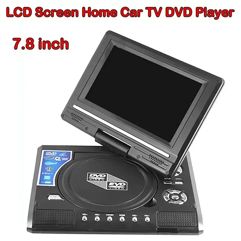 Portable 7.8inch DVD Player 270 Degree Rotation Screen HD VCD Video Player Travel Mini Cd Theatre Cinema Radio Playing Device