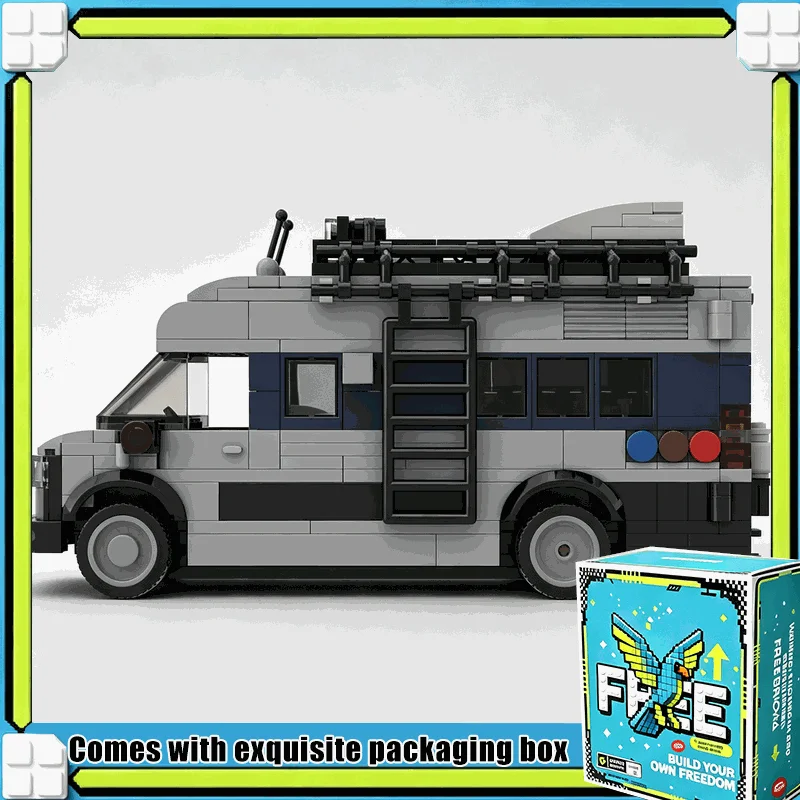 392PCS Classic European Camper Van Motorhome MOC Model Custom Building Blocks Bricks DIY Assembly Toy Camping Trip Gift for Boys
