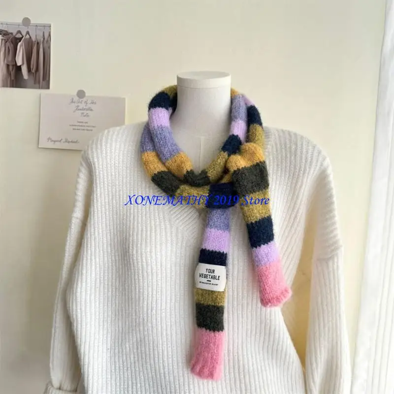 

F42F Художественный молодежный шарф Ежедневное ношение шейного платка Женский тощий шарф Женский шарф