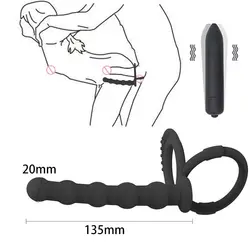 진동기 있는 실리콘 페니스 링, 정액 잠금, 페티쉬 항문 플러그, 항문 구슬, G 스팟 마사지 자극, 콕 링, 섹스 토이