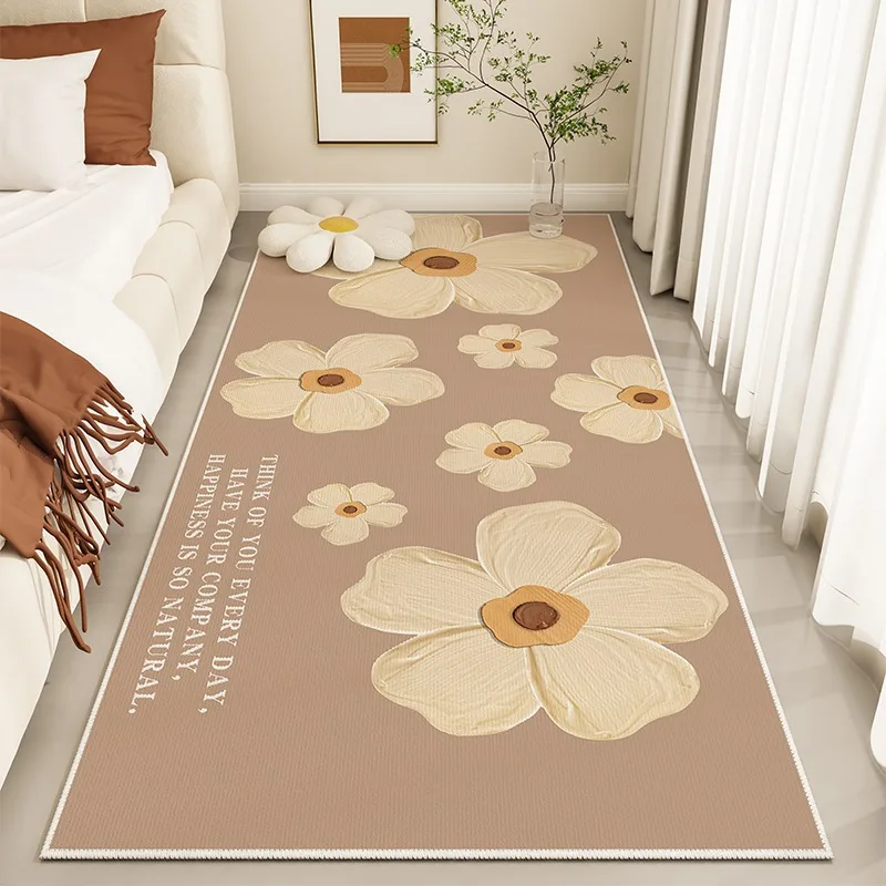 Bedroom Carpet Bedside Soft Carpets Creamy Style Flower Living Room Decor Floor Mat Home Study Room Cloakroom Wear-resistant Rug