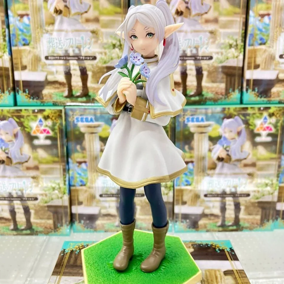 Anime Frieren: Jenseits des Reisens Endes - Frieren mit Blauen Blumen Figur PVC-Statue Sammlerstück Modell Desktop-Dekoration Geschenk