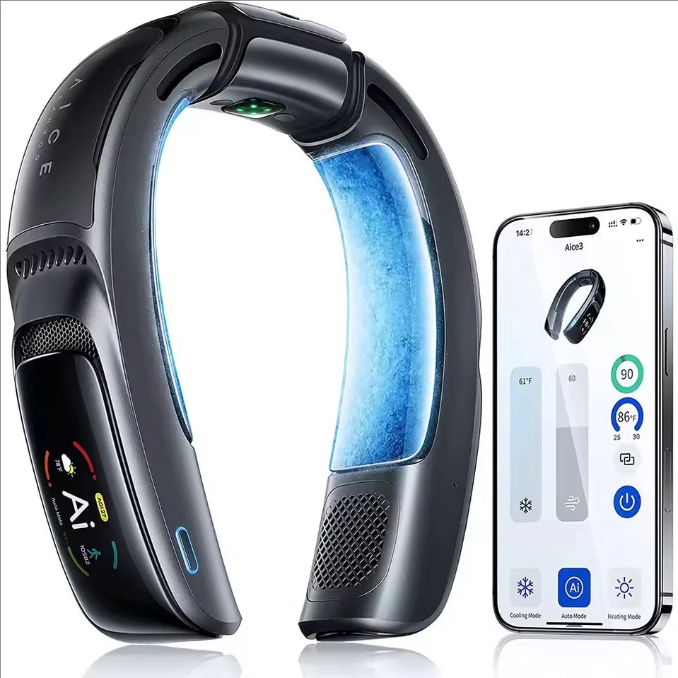 

Personal Neck Fan 24H Using 7000mAh Portable Air Conditioner Rechargeable Wearable Bladeless Cooler For Outdoor Travel