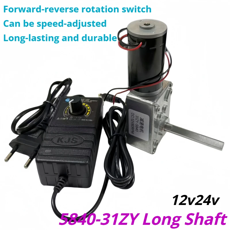 With EU/UE power supply, DC deceleration motor 12V/24V with high torque 5840-31ZY long shaft