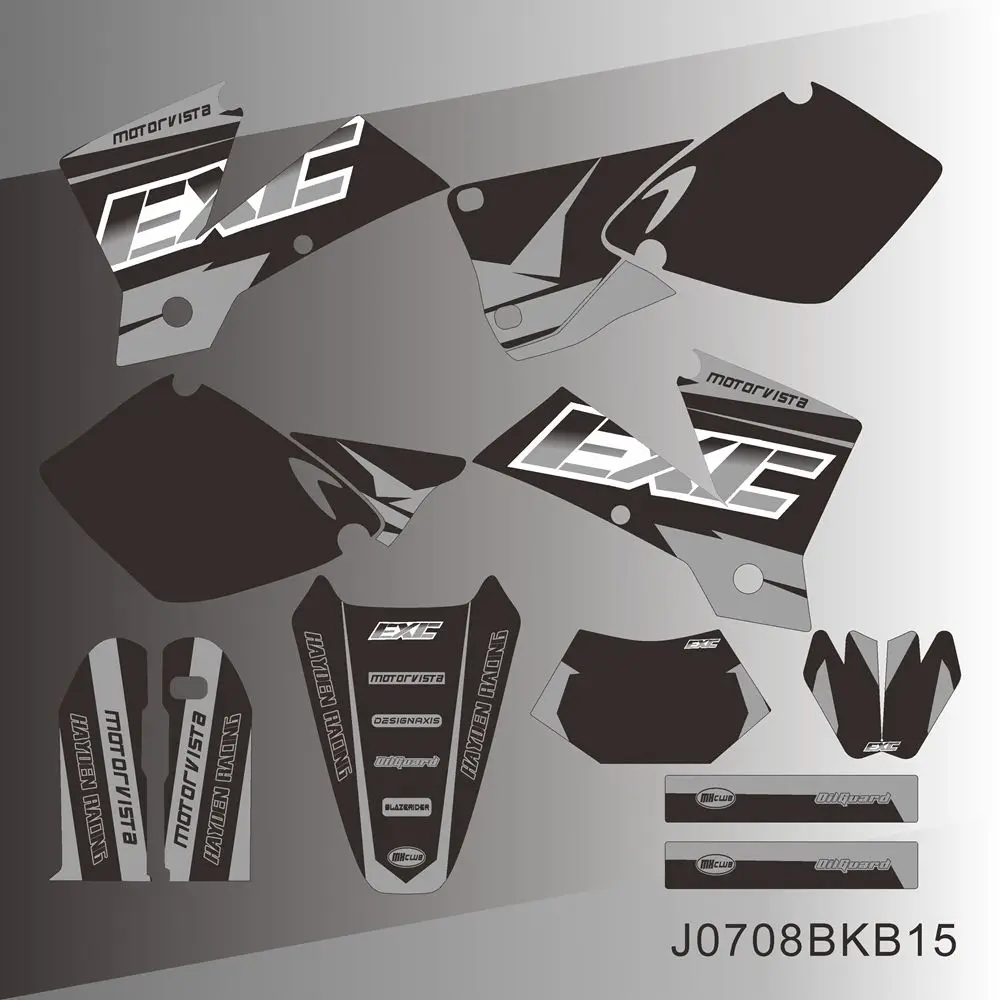 For KTM EXC 125 200 250 300 380 400 520 2003 Full Graphics Decals Stickers Custom Number Name