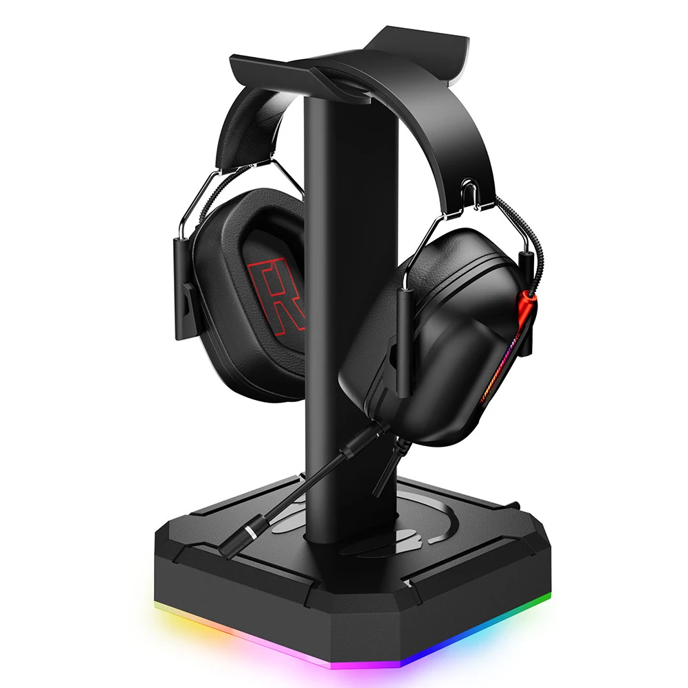 Headset Support Stand RGB Backlight Gaming Headset Holder Display Rack Aluminuim Alloy Desktop Earphone Hanger Vertical Bracket