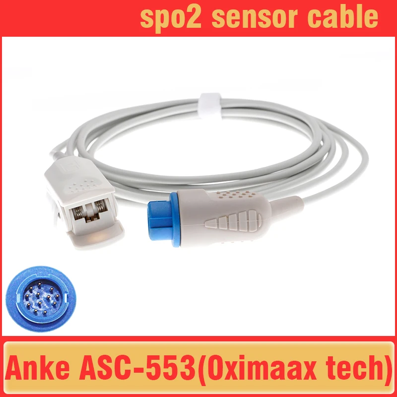 

Anke ASC-553 Oximaax Tech Monitor Oximetry Cable Adult/Child/Neonate/Finger/Ear/Animal Reusable Spo2 Probe Sensor 12pin 3m.