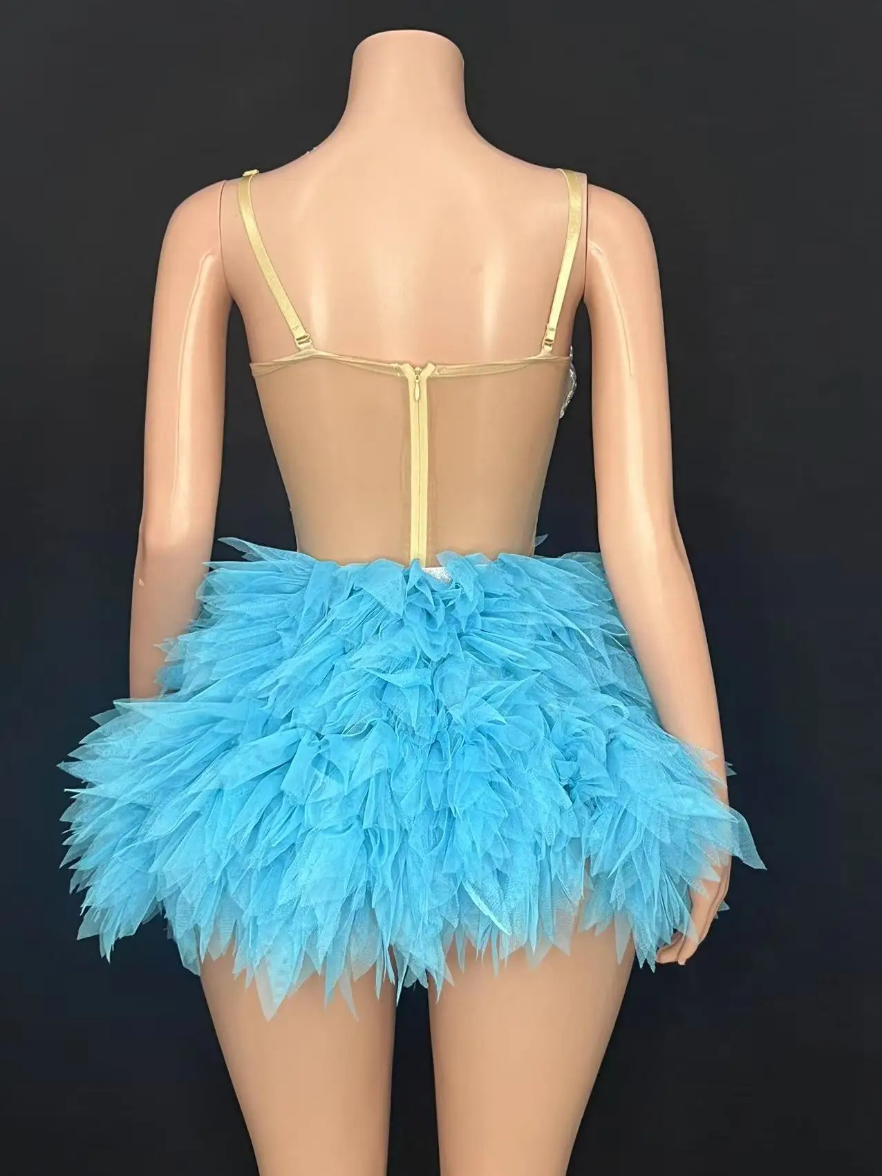 Robe de défilé de scène sexy européenne et américaine, perspective de gaze enveloppée sur la poitrine, jupe de hanche, fête, bar, disque, soirée de danse disco 5