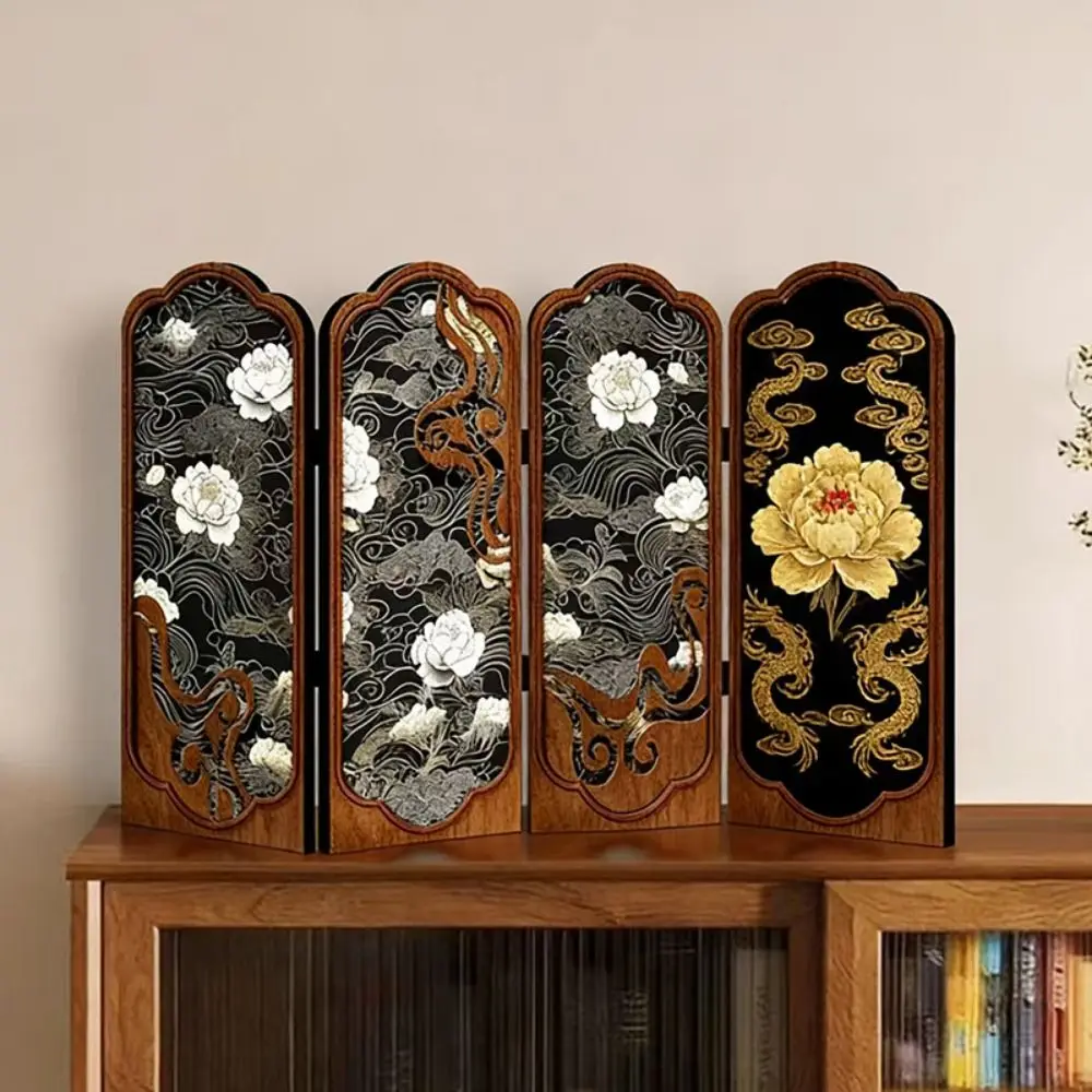 Multicolor Miniature Folding Screen Chinese Retro 1:12 Scale Desktop Scene Layout Model Folding Design Desktop Ornament