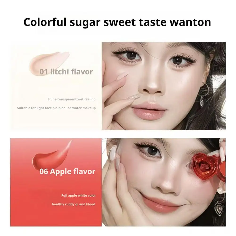 6 kleuren Zweetbestendige Gezicht Cosmetica Natuurlijk Verhelderende Lichtgewicht Gezicht Make-Up Hartvorm Multifunctionele Poeder Blusher Crème