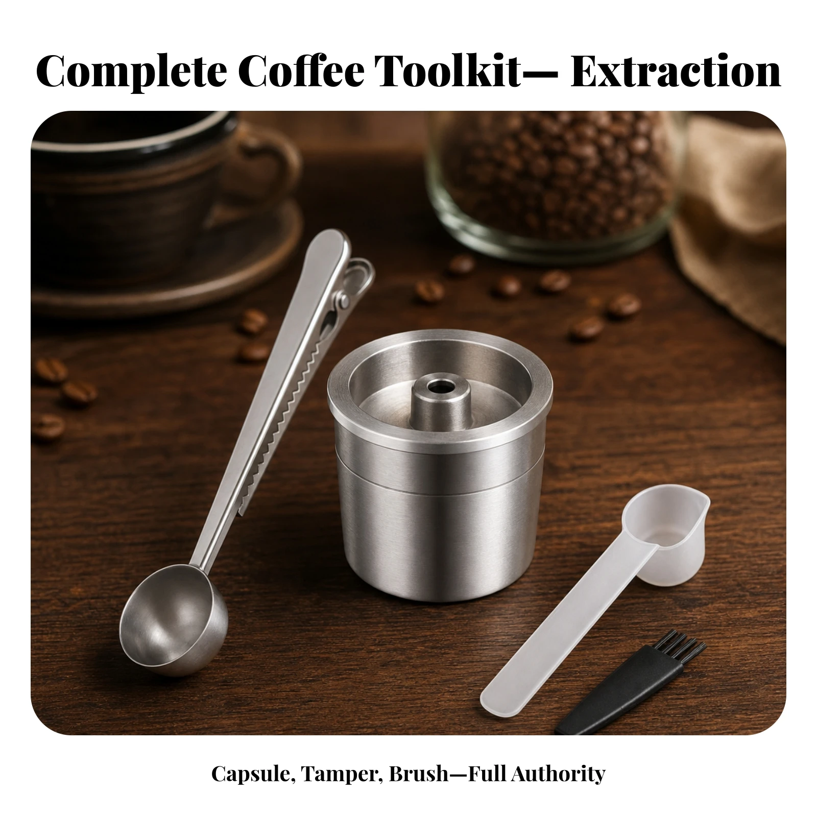 Reusable Espresso Capsule Compatible Stainless Steel Coffee Capsule Eco-Friendly Easy to Use for Home Baristas, Daily Brewing