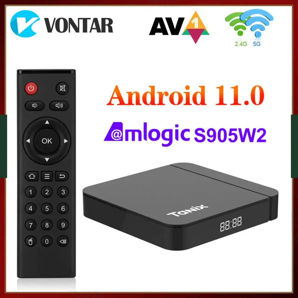 

Медиаплеер Tanix W2 Amlogic S905W2 на Android 11,0, приставка смарт-ТВ, Android 11 H.265, AV1, двойной Wi-Fi, HDR, 10 + 2 Гб/1, 6 ГБ, ТВ-приставка 4G64G