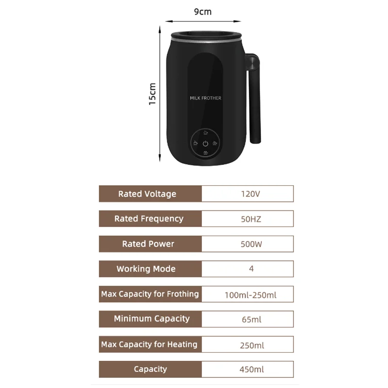 ماكينة صنع رغوة الحليب الكهربائية الأوتوماتيكية بسعة 250 مل، ماكينة صنع الرغوة الباردة، ماكينة صنع القهوة بالبخار الساخن #5