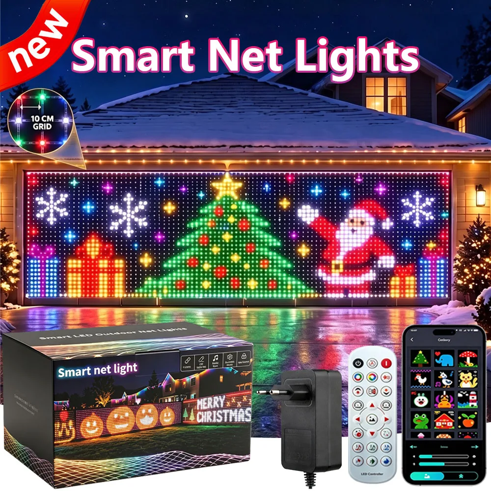 32×5FT 1536 LED Smart Christmas Net Lights,Outdoor Mesh Lights for Bushes Patio Decor,Color Changing DIY Mode Timer Waterproof