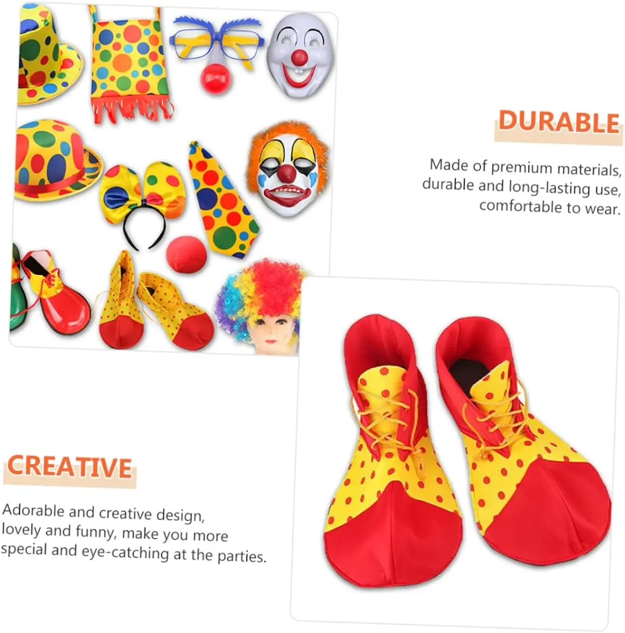 PESENAR 광대 소품 광대 의상 할로윈 마스크 의상 모자 액세서리 코스프레 광대 의상 광대 의상 세트 파티