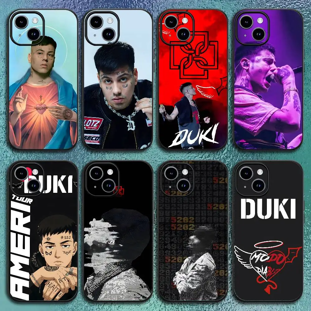 Funda de teléfono DUKI de rapero de moda para IPhone12 13 14 15 16 17Pro Max Plus Classic Black Soft Shell