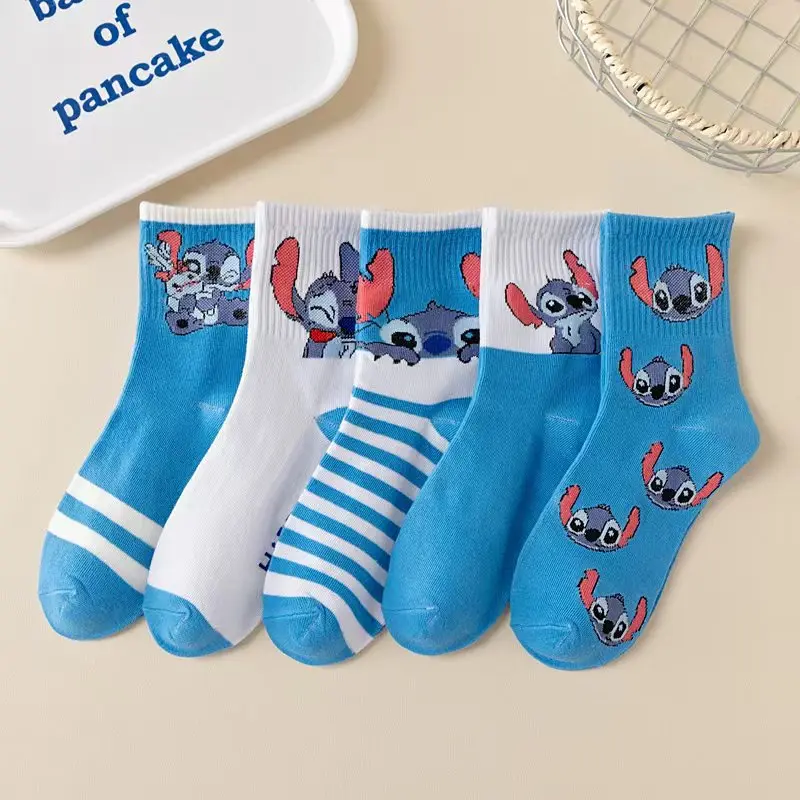 5Pairs teenager Cotton Soft Boy's girls Mid-Tube Socks Stitch Elastic Sock Children's Socks Fashion sock - Image 2