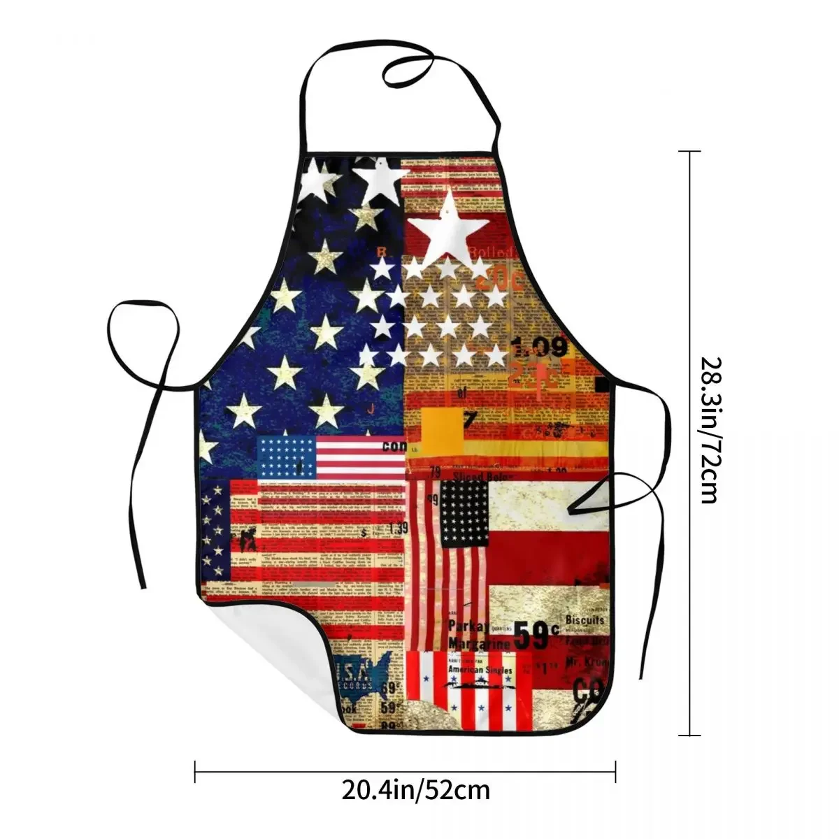 Funny Collage Of American Flags Bib Aprons Women Men Unisex Kitchen Chef Patriotic Tablier Cuisine for Cooking Baking Painting