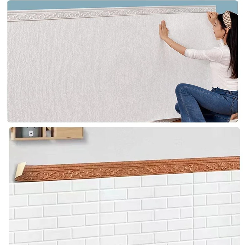 10m/Rolle 3D Wand-Sockelleisten-Bordüre Selbstklebende Wasserdichte Fußleisten-Tapete für Heim- und Raumdekoration – Detail 6