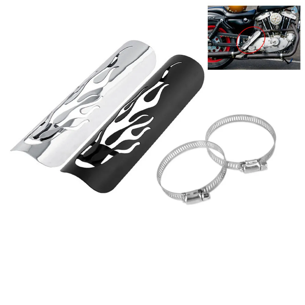 Universal Motorcycle Exhaust Muffler Pipe Heat Shield Cover Heel Guard Protection Dual Sport bike Cafe Racer