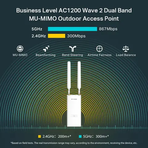 AC1200 Kablosuz Gigabit Dış Mekan Erişim Noktası İş WiFi Çözümü, Mesh Desteği Sorunsuz Dolaşım ve MU-MIMO PoE Powered