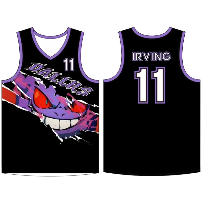 

Summer Casual Basketball Jersey Children's Cartoon Gengar Pok É Mon Girls' Vest Competition Jumpsuit Men Women's Team Uniform