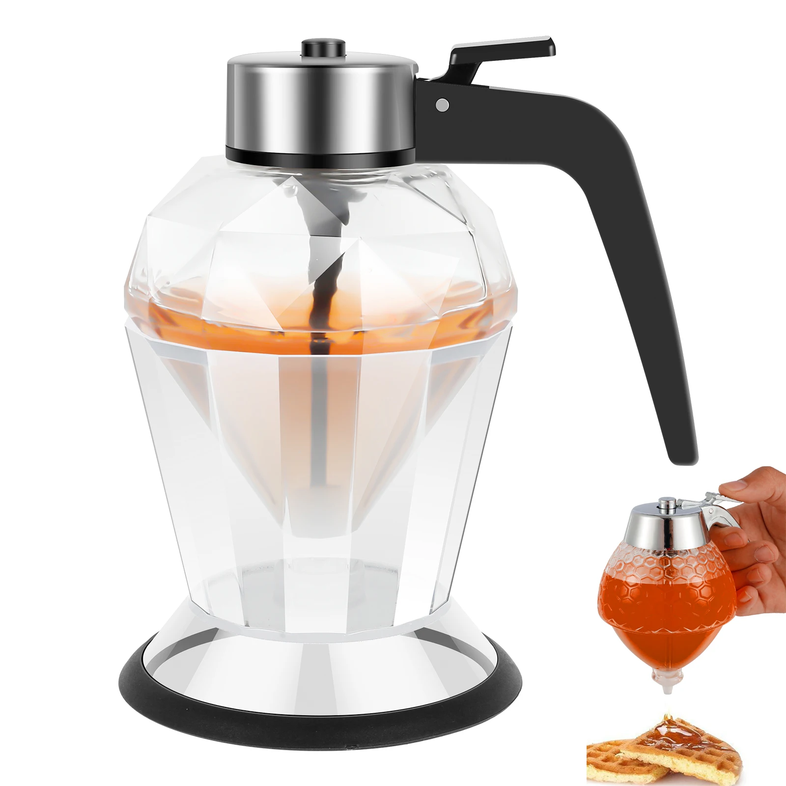 Honey Pourer Dispenser Honey Jar Container Storage Oil Bottle Vinegar Sauce Dispenser Juice Syrup Cup Bee Drip Dispenser Kettle