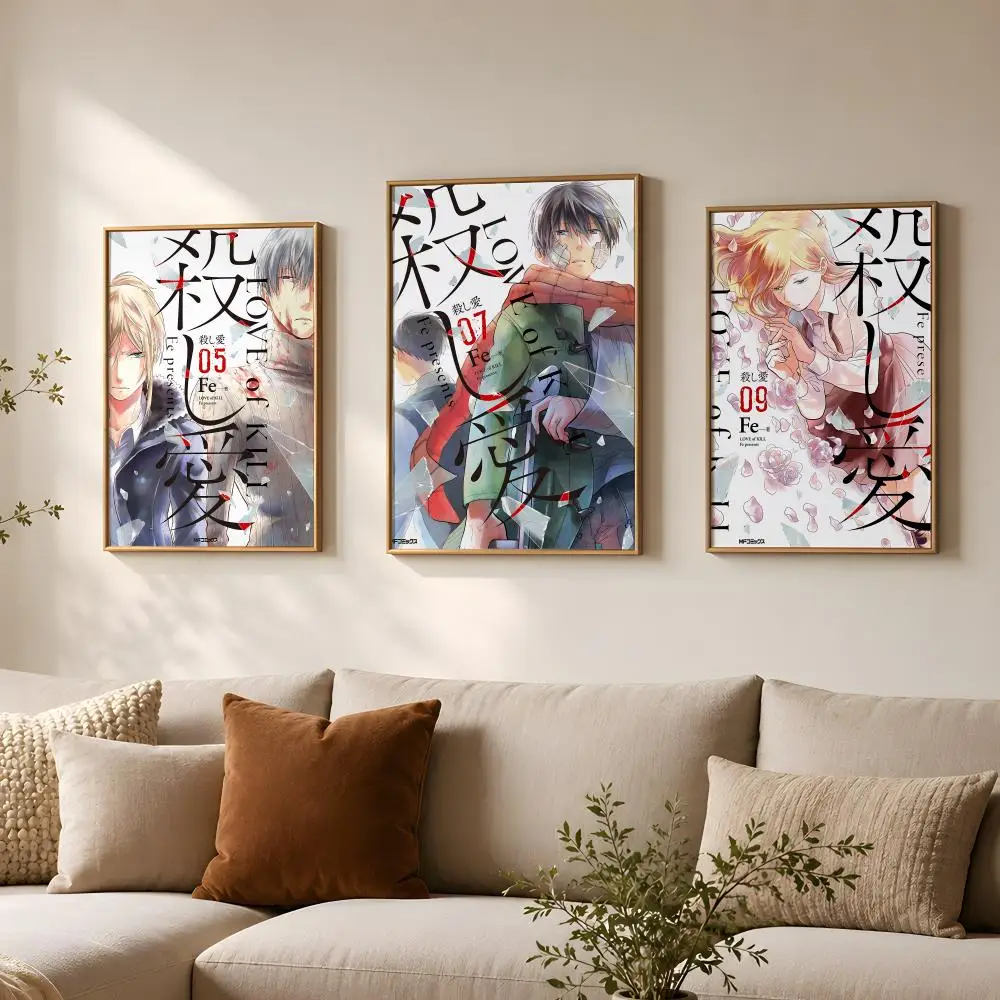 Manga K-Koroshi Ai-i Poster Vintage Self Adhesive PP Wall Art for Living Room Bar Bedroom Home Decor Gift