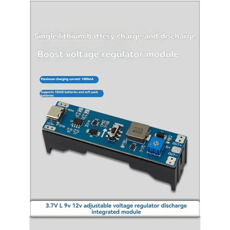 ABGI 18650 Lithium Battery Charging Discharging Boost Voltage Regulator Module 3.7V to 12V Adjustable