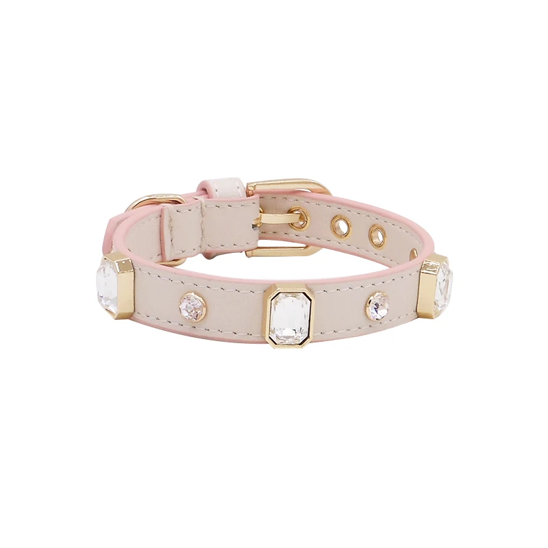 Luxury Diamond Dog and Cat Collar, Bling, Czech Rhinestone, Genuine Leather Pet Collar, High-end Big Crystal, Pure Handmade