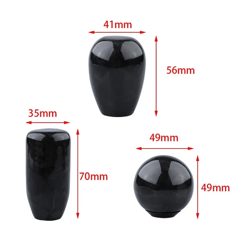 JDM Style Universal Oval/Sphere Carbon Fiber Manual Gear Shift Knob With 3 Adapter for Most Car Decorations Classic