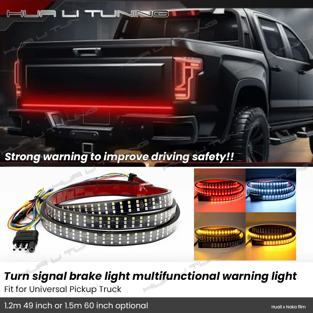 

For Pickup Truck car tailgate Universal three row three color flow light turn signal brake light multifunctional warning light