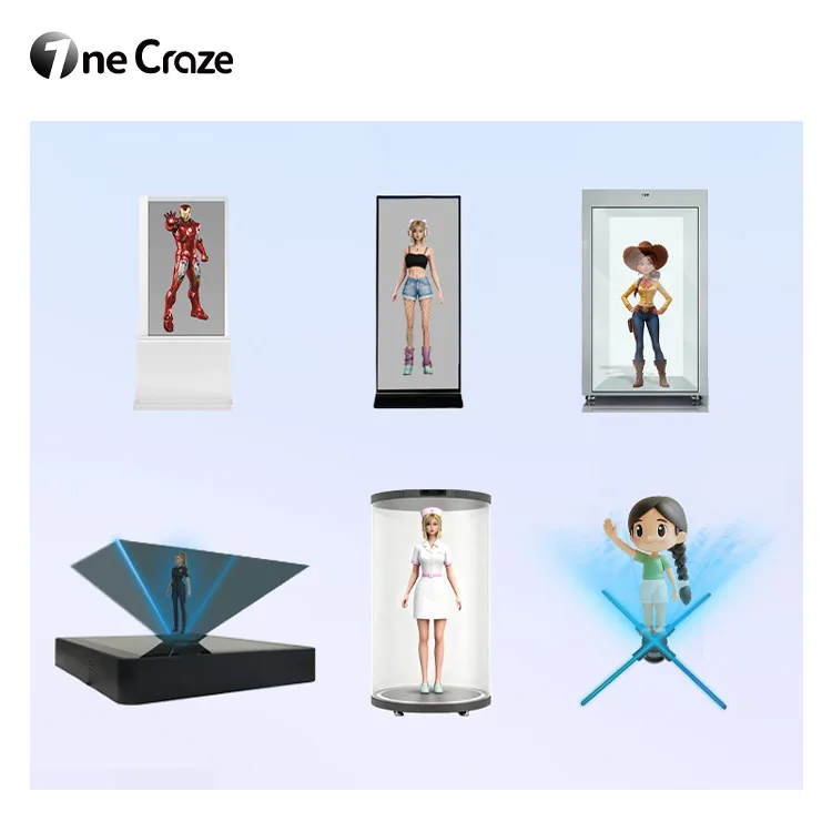 ID de marca humana Digital holográfica de 75 pulgadas con personalización profunda AI Virtual 3D de ojo desnudo e interacción de voz inteligente