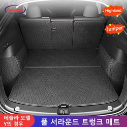 Leather Trunk Mats Fully Surrounded Waterproof Non-Slip Liner Custom Floor mat for Tesla Model Y Juniper 3 Highland 2017 to 2025