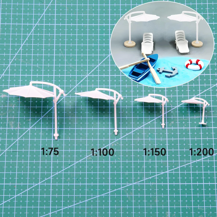 

20Pcs/Lot Miniature Sun Umbrella Model Scale 1:75-200 ABS Materials For Beach Sand Table Parasol Outdoor Materials Diorama Kits