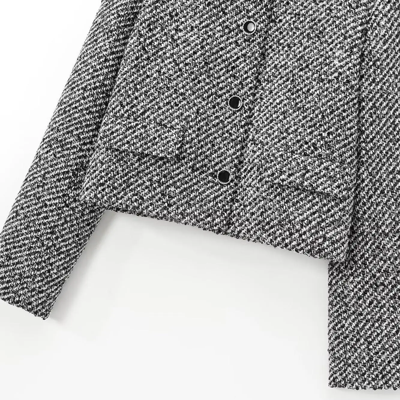 

ZAB Faion Textured Bead Design Women's Jaet Sli Autumn New Arrival Versatile Sle Turn-down Collar Polyester Fiber