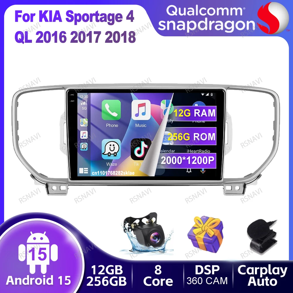 

Car Radio Android 15 For KIA Sportage 4 QL 2016 2017 2018 Wireless Carplay Auto Stereo Navigation QLED GPS DSP 5G WIFI 4G LTE BT