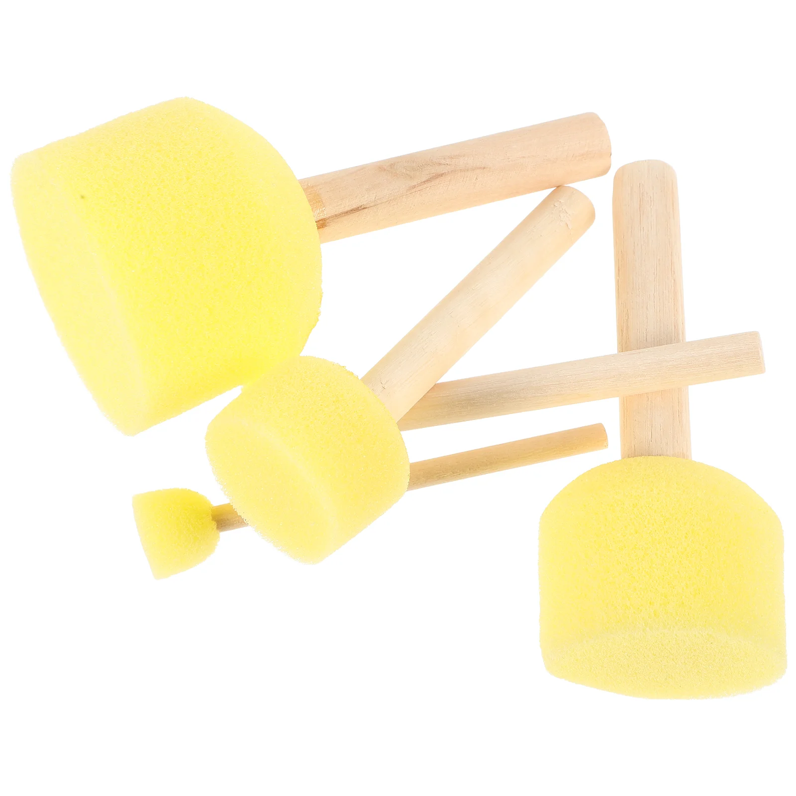 5 Pcs Pottery Tools Ceramics Foam Brushes for Painting Wooden Handle Sponge Clay Rolling Pin Sponges DIY Finger Kit Child